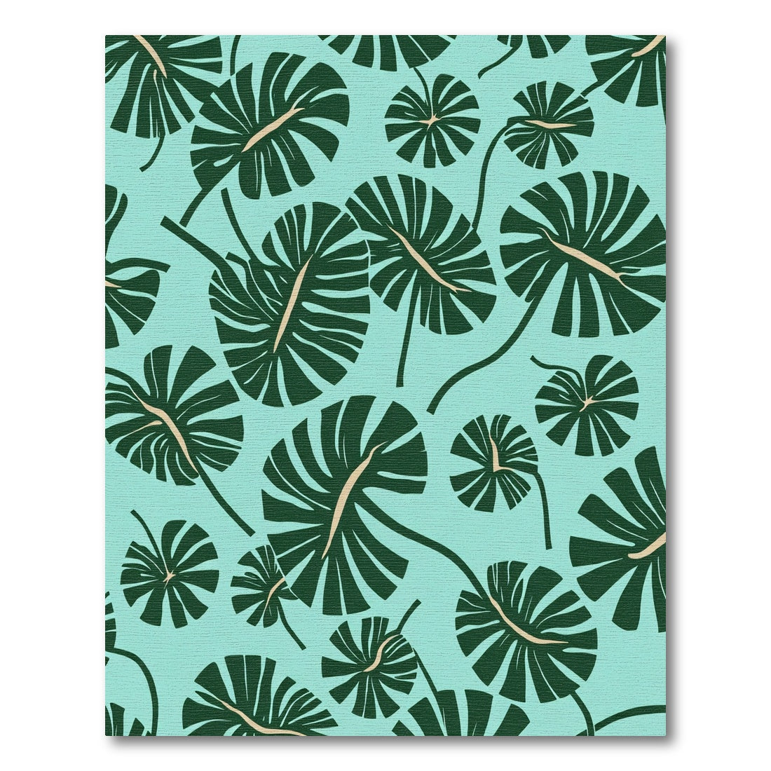 Aqua Green Monstera Leaf Mural Rug