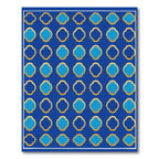 Royal Blue Quatrefoil Gold Geometric Rug