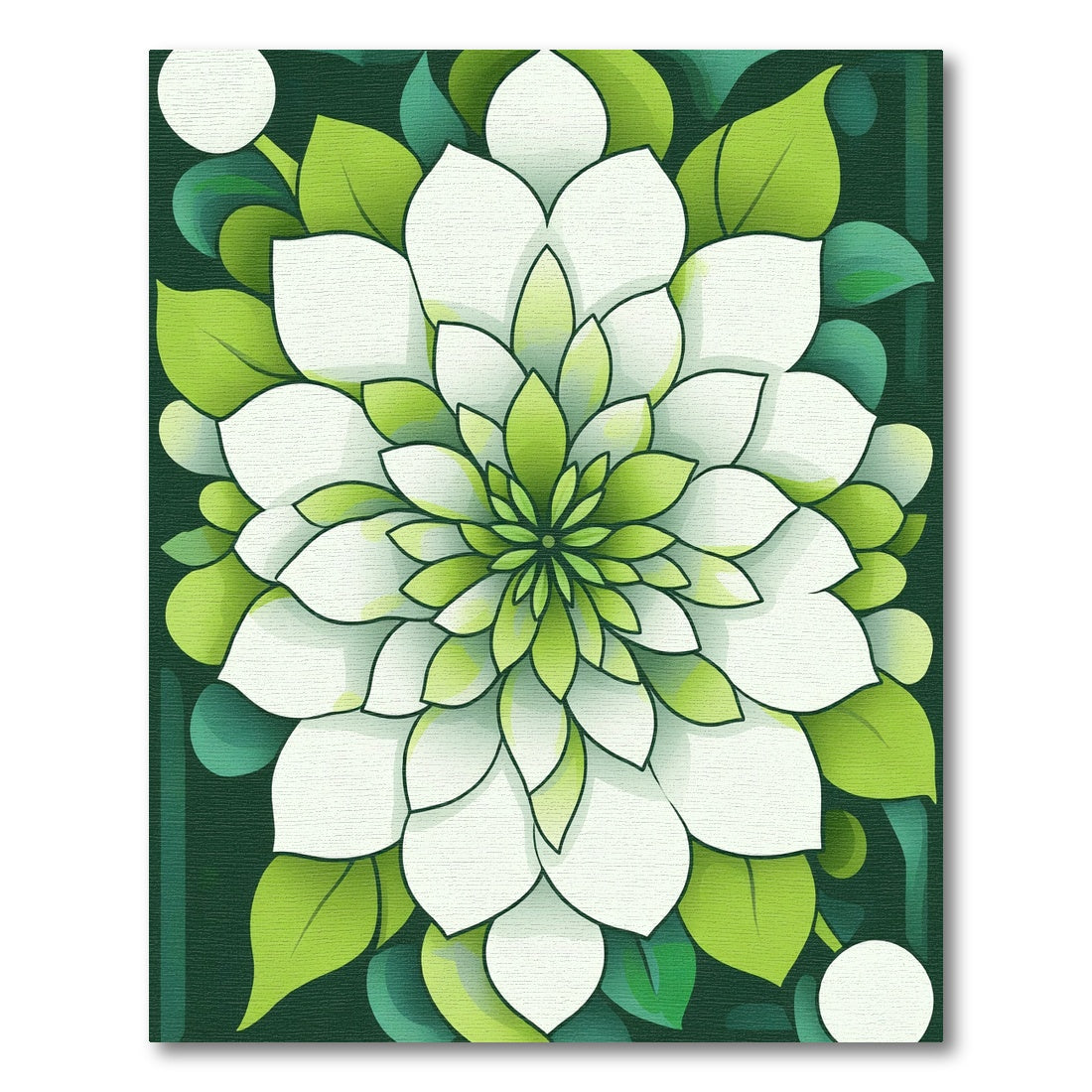 Verdant White Dahlia Mandala Rug