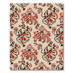 Crimson Red Abstract Floral Swirl Rug