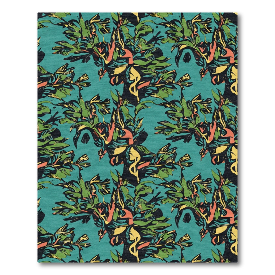 Bold Emerald Abstract Tropical Foliage Rug