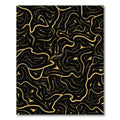 Gold Winding Lines on Black Canvas Rug