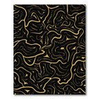 Gold Winding Lines on Black Canvas Rug