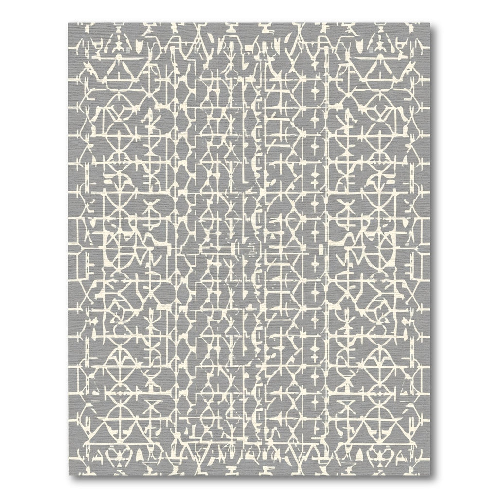Neutral Gray Geometric Lattice Abrasion Rug