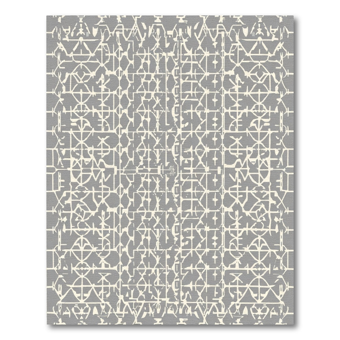 Neutral Gray Geometric Lattice Abrasion Rug