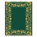 Golden Floral Vine Emerald Border Rug