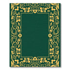 Golden Floral Vine Emerald Border Rug