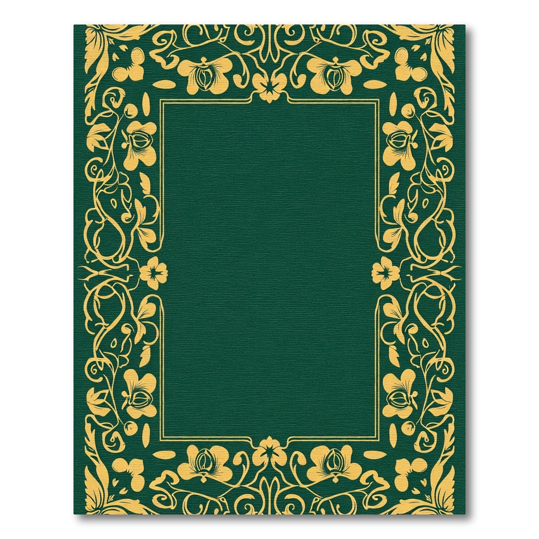 Golden Floral Vine Emerald Border Rug