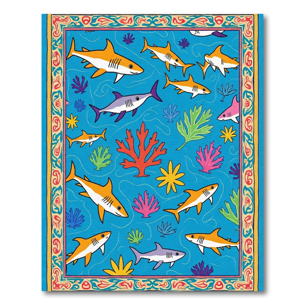 Playful Shark Sea Life Reef Rug