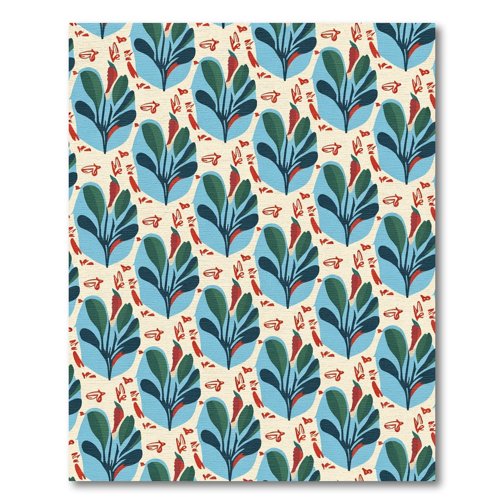 Cream Blue Leafy Chili Arrangement Rug