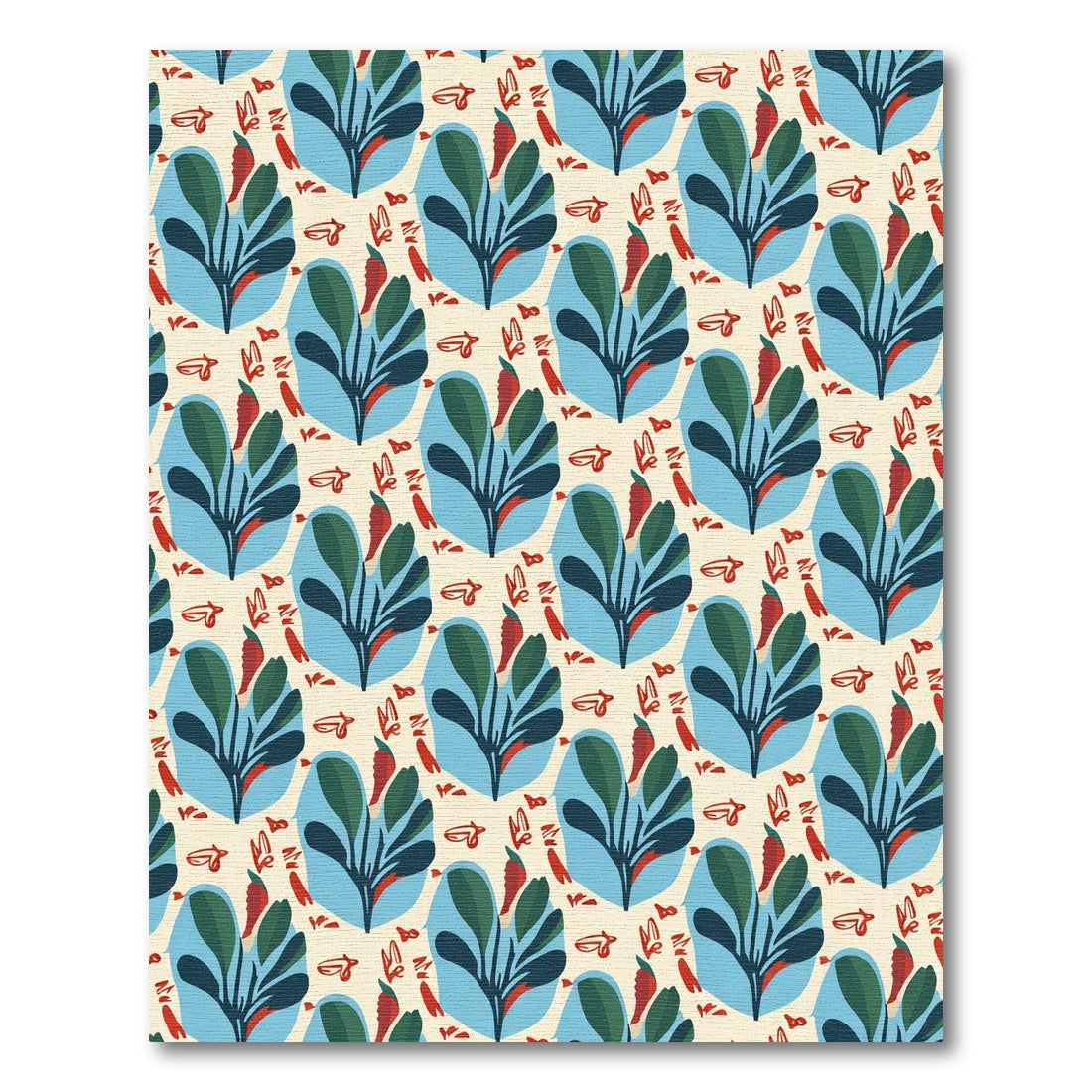 Cream Blue Leafy Chili Arrangement Rug
