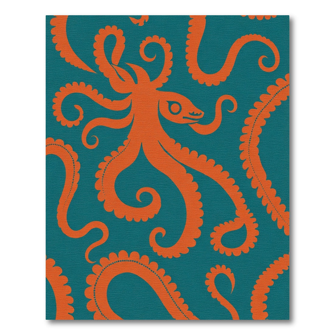 Bold Orange Octopus Teal Swirl Rug