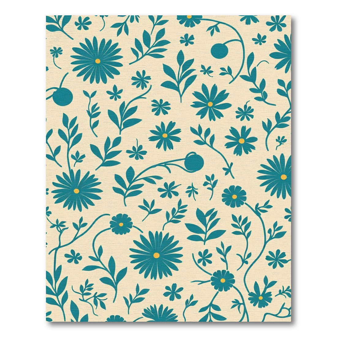 Teal Floral Vine Garden Rug
