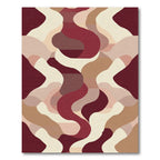 Burgundy Beige Flowing Organic Wave Rug