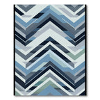 Cool Blue Chevron Geometric Rug