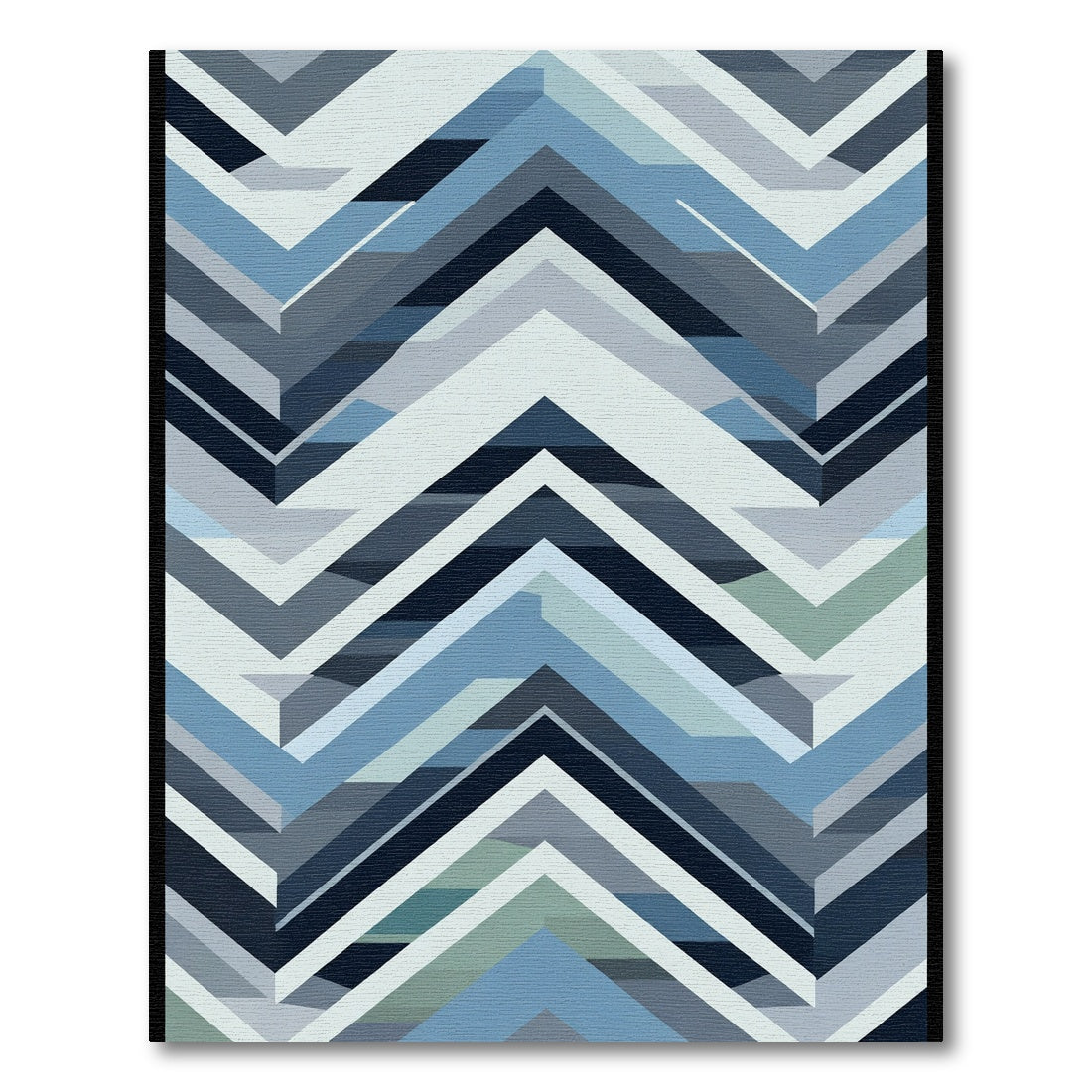 Cool Blue Chevron Geometric Rug