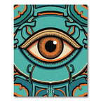 Turquoise Orange Eye Surround Art Rug