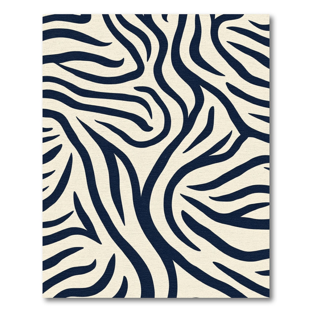 Navy Tan Animal Print Lines Rug