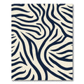 Navy Tan Animal Print Lines Rug