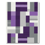 Abstract Purple Gray Geometric Blocks Rug
