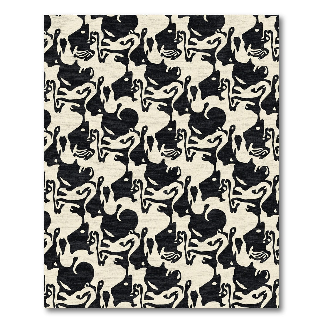 Bold Black White Organic Shape Rug