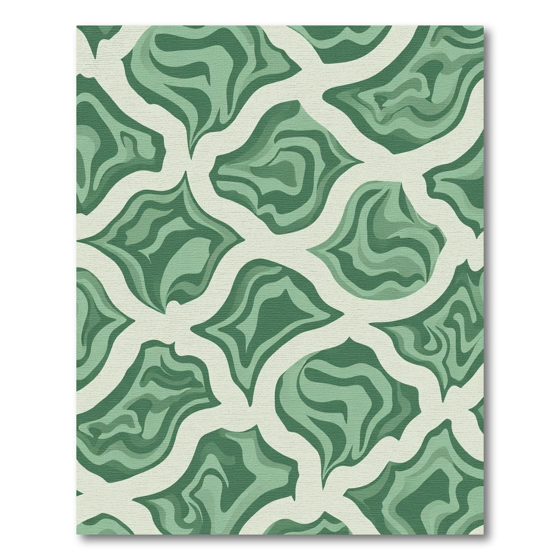 Abstract Swirl Green Ivory Organic Rug