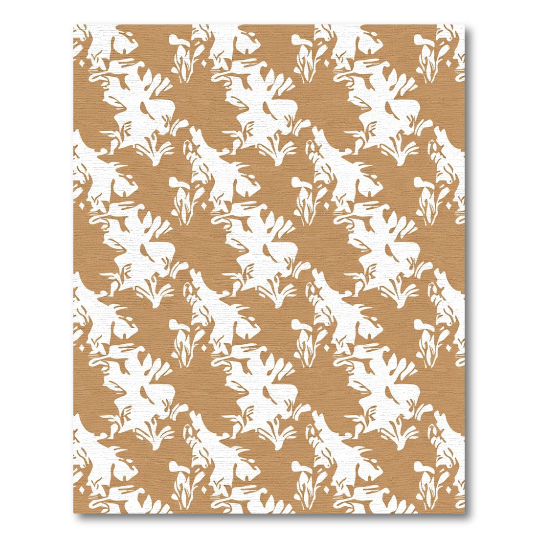 Brown and White Abstract Floral Repeat Rug