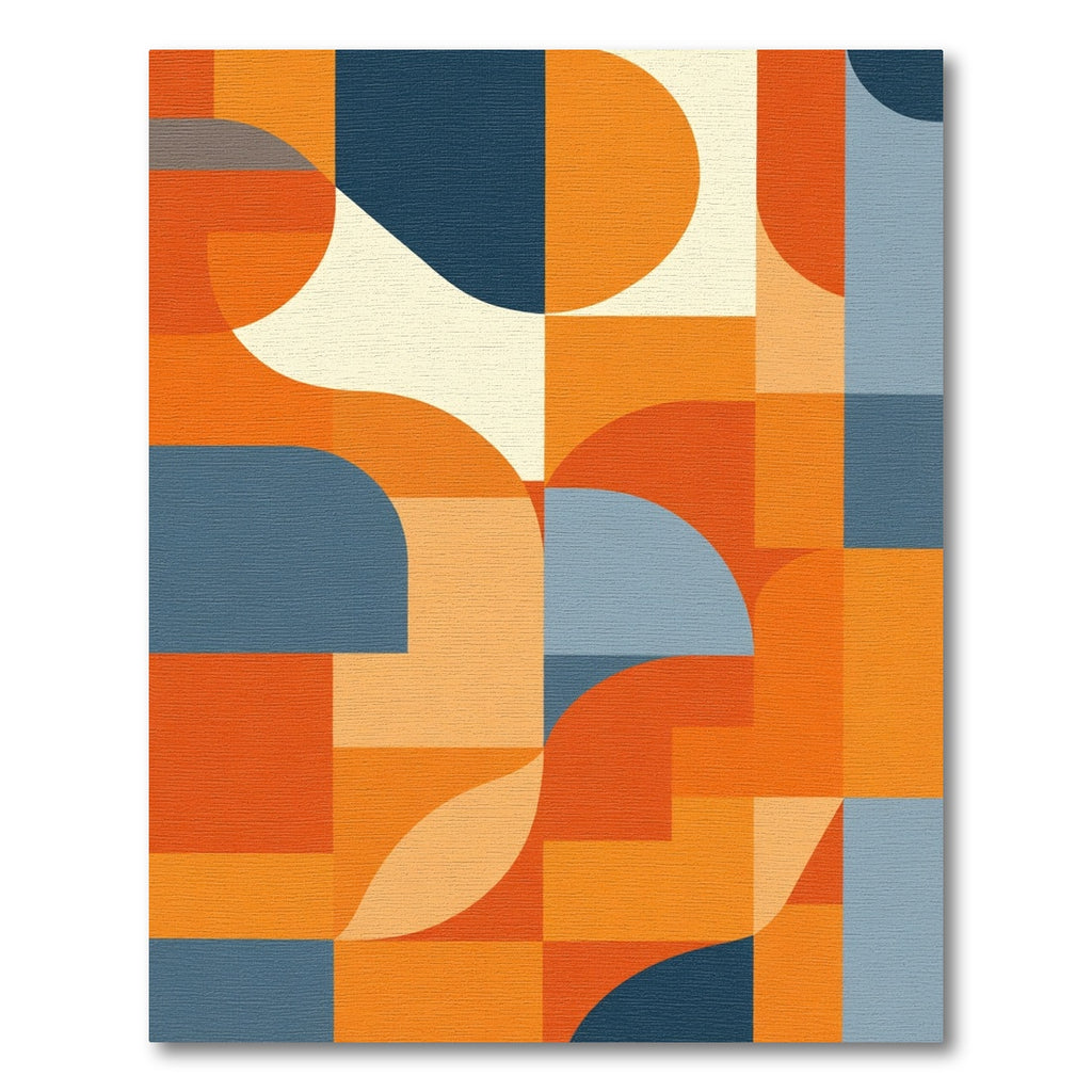 Orange Blue Cream Geometric Arc Rug
