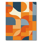 Orange Blue Cream Geometric Arc Rug
