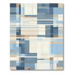 Abstract Blue Tan Geometric Blocks Rug