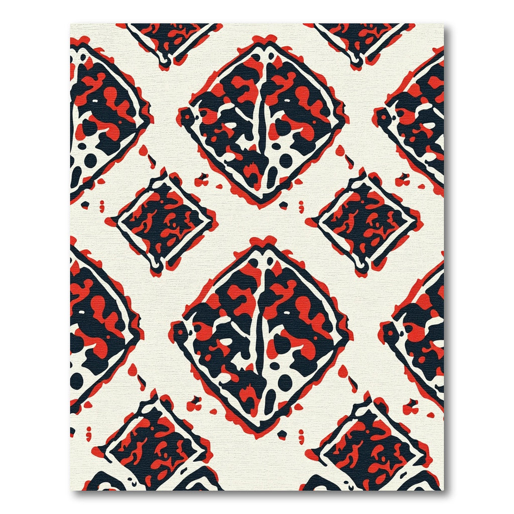 Bold Red Diamond Block Print Rug