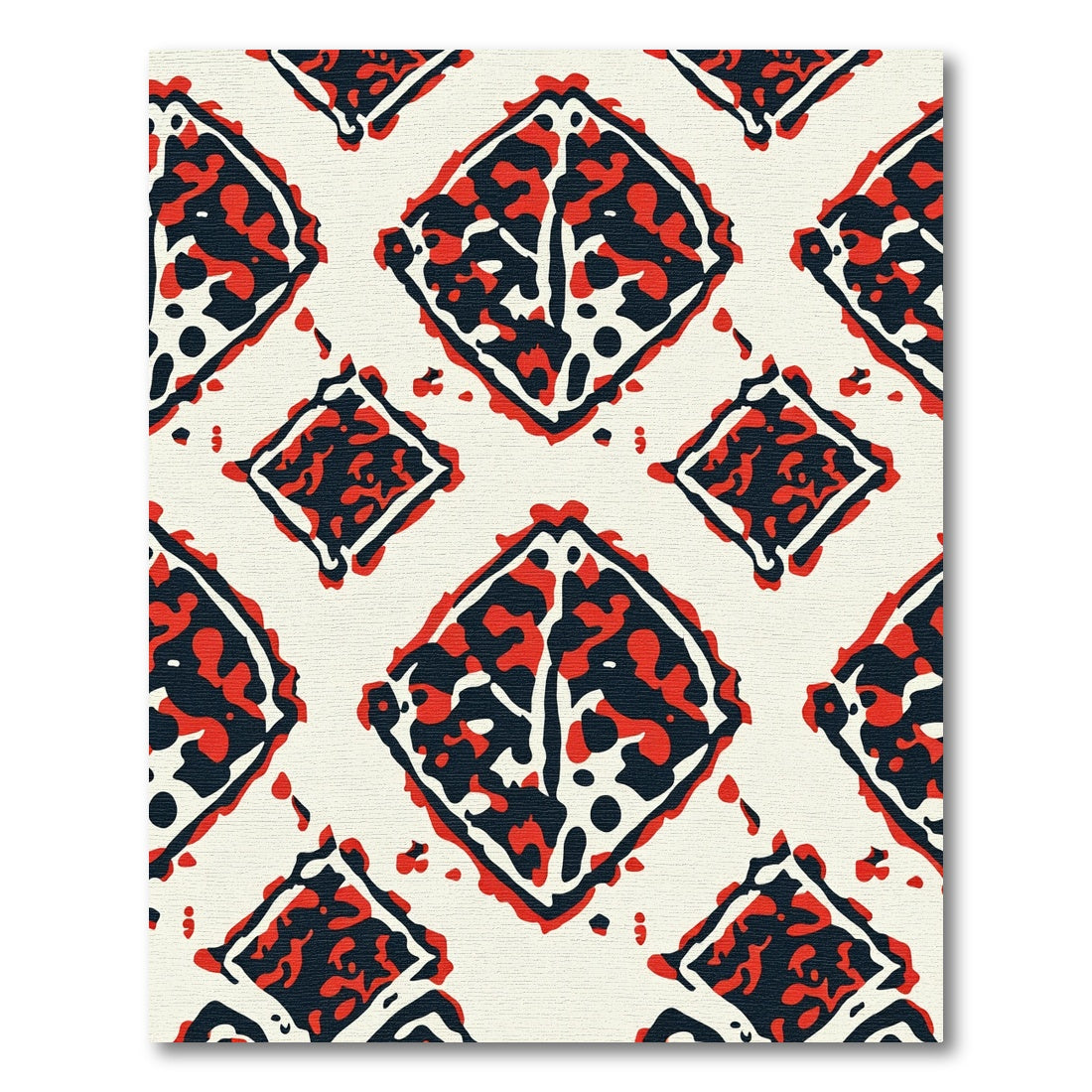 Bold Red Diamond Block Print Rug