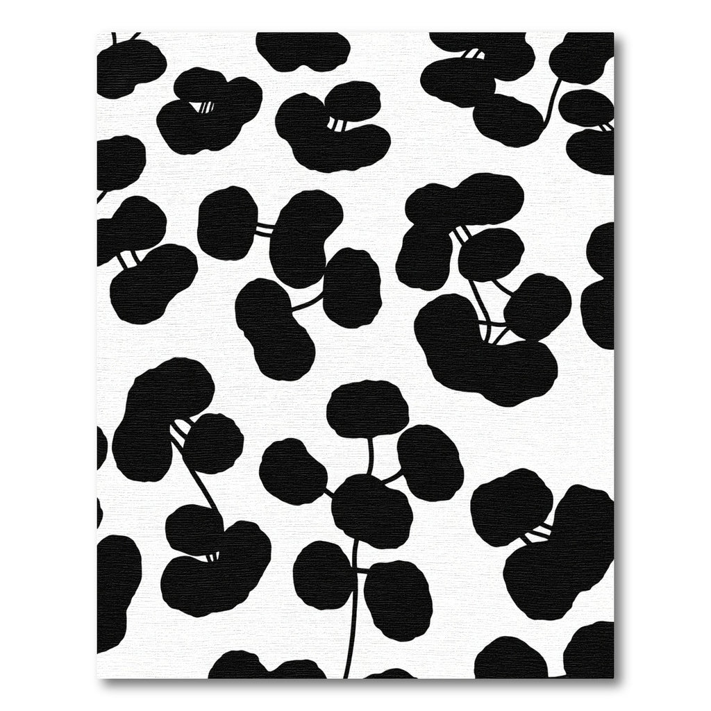 Black Bold Leafy Branch Arrangement Rug