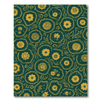 Golden Floral Swirls Teal Rug