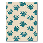 Teal Abstract Botanicals On Cream Background Rug