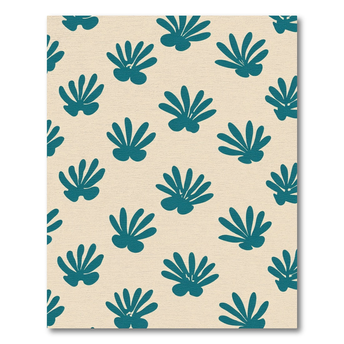 Teal Abstract Botanicals On Cream Background Rug