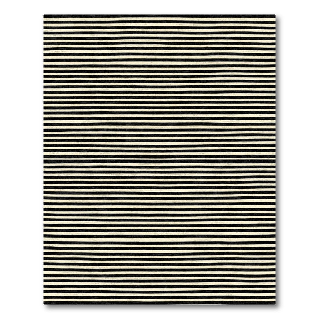 Textured Black Cream Striped Field Rug