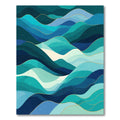 Oceanic Blue Green Wavy Landscape Rug