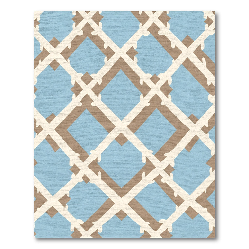 Light Blue Tan Lattice Geometric Rug