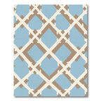 Light Blue Tan Lattice Geometric Rug