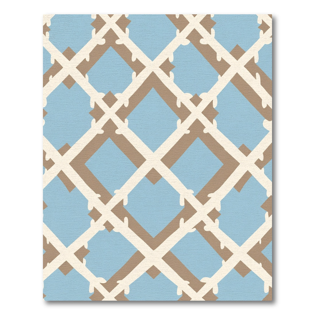 Light Blue Tan Lattice Geometric Rug