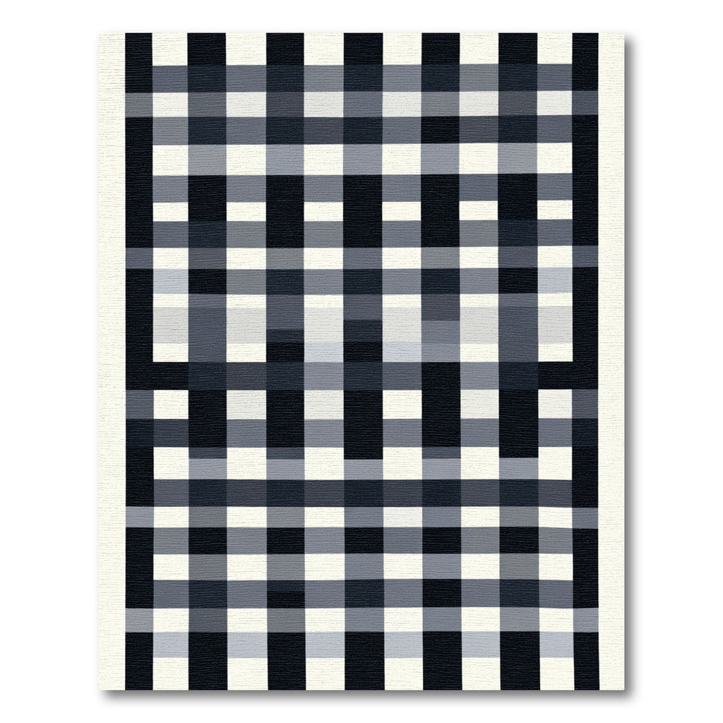 Tartan Black White Grid Layout Rug