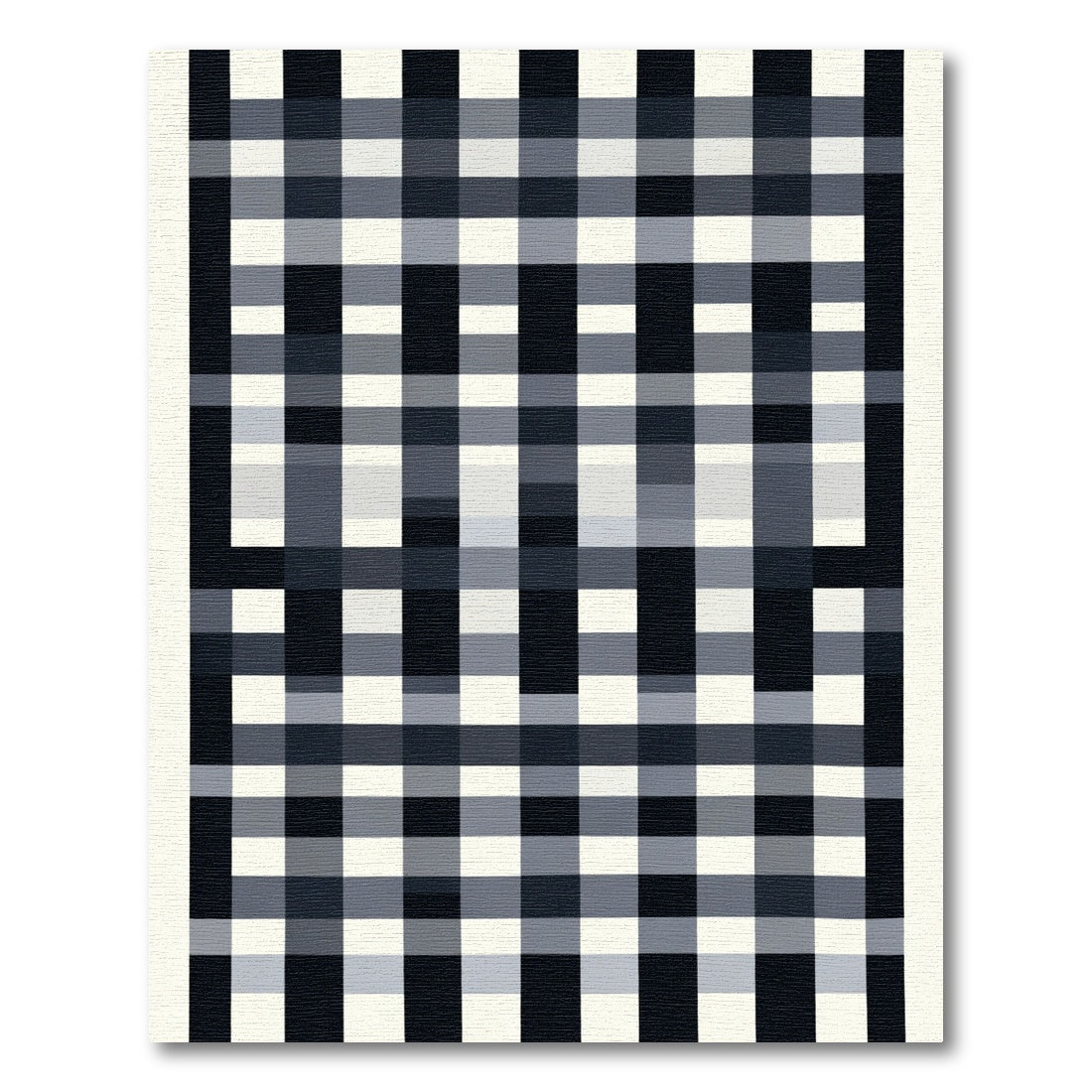 Tartan Black White Grid Layout Rug
