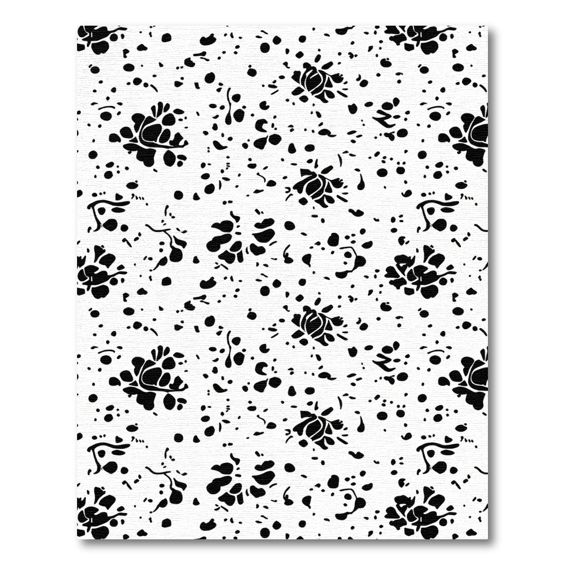 Black White Graphic Floral Scatter Rug