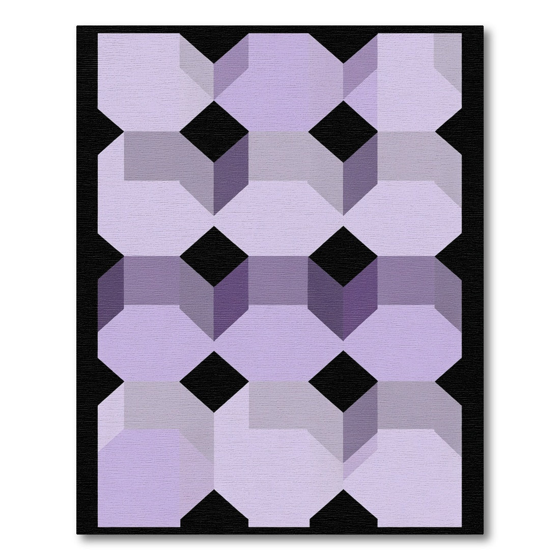 Purple Geometric Octagon Illusion Rug