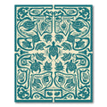 Teal Turtle Floral Border Art Rug