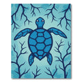 Blue Sea Turtle Among Coral Branches Rug