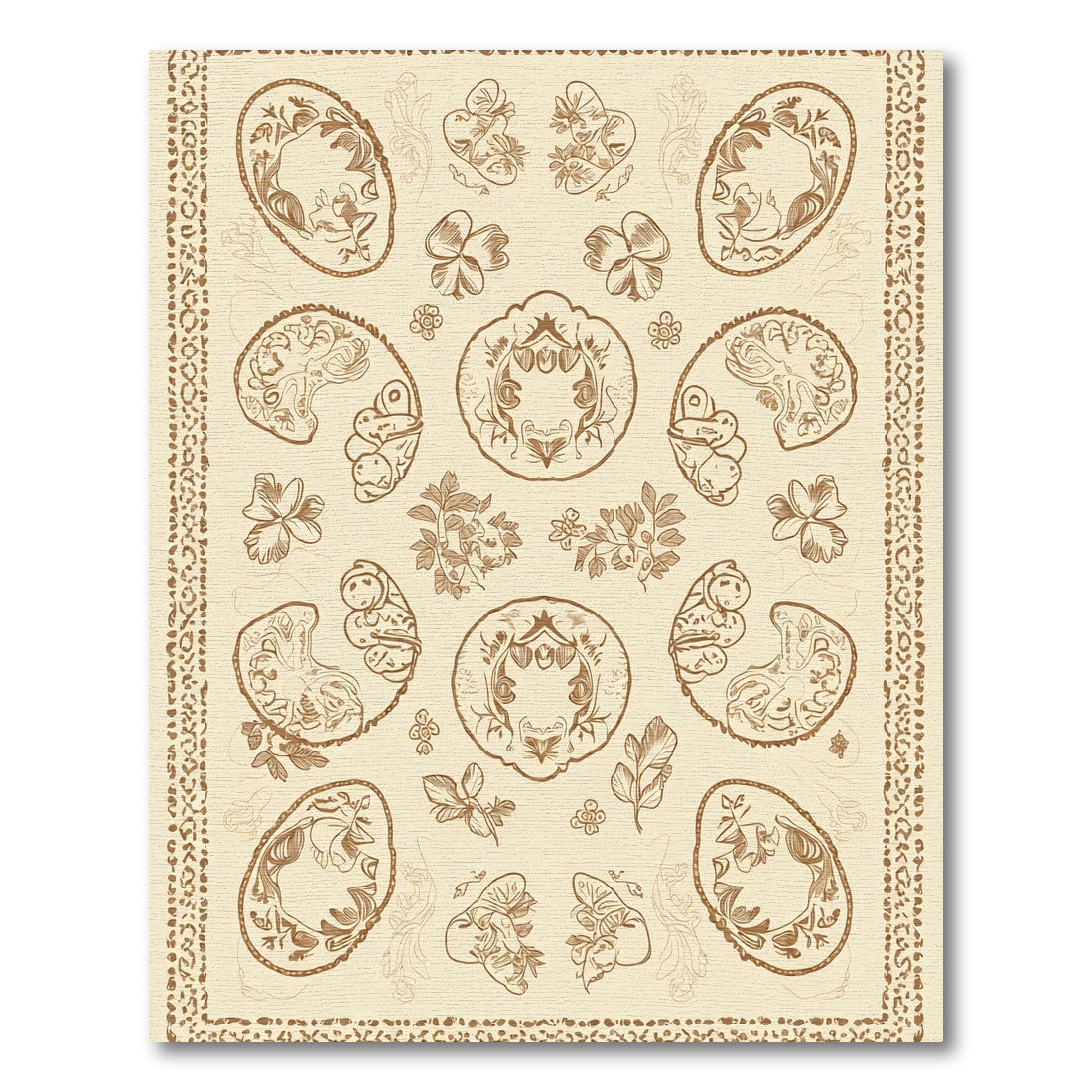 Brown Fauxidermy Botanical Medallion Rug