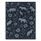 Gray Woodland Creatures Floral Folk Rug