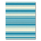 Coastal Blue Cream Striped Rug